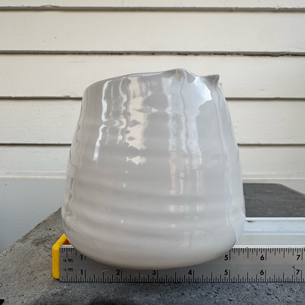 Modern organic White Ceramic Vase - Picture 6 of 8